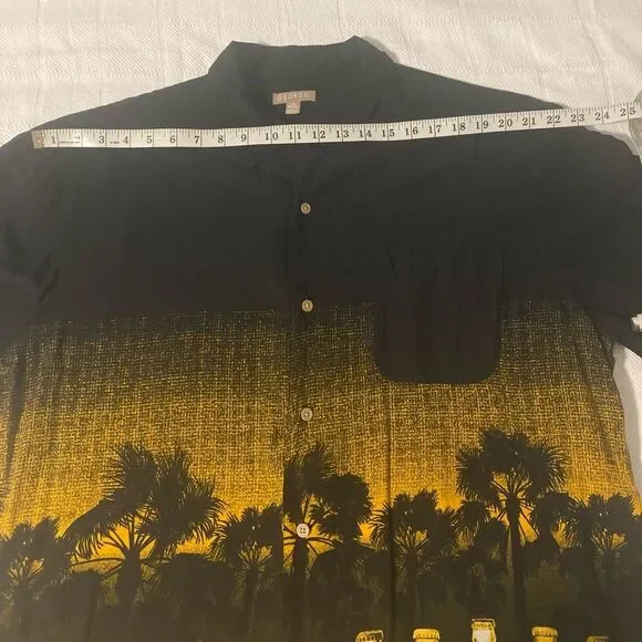 GEORGE Tropical Beer Bottle Hawaiian Button Down Shirt Black L 42-44 - Picture 3 of 10